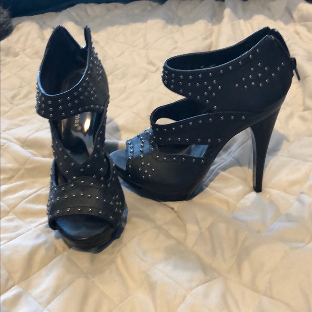 Black studded heels